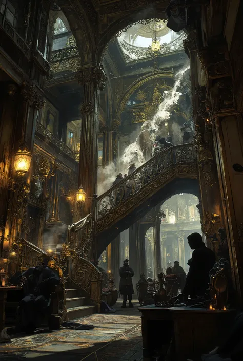 luxury castle interior, haunted