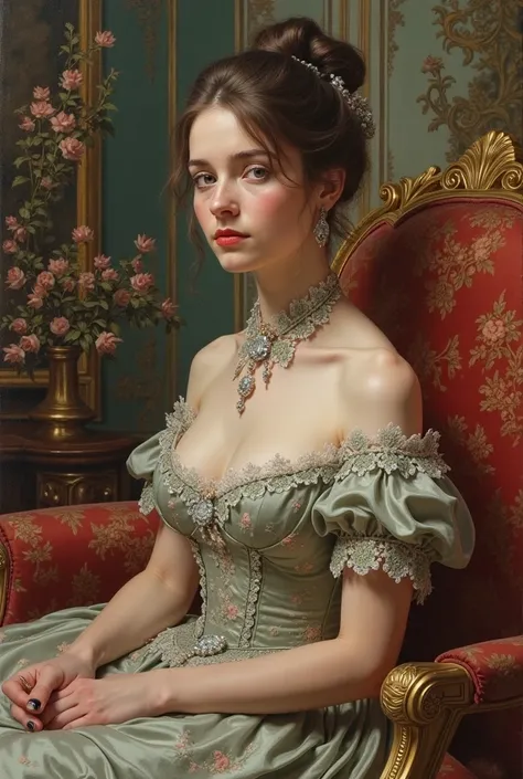 Victorian painting of a woman in the real art style