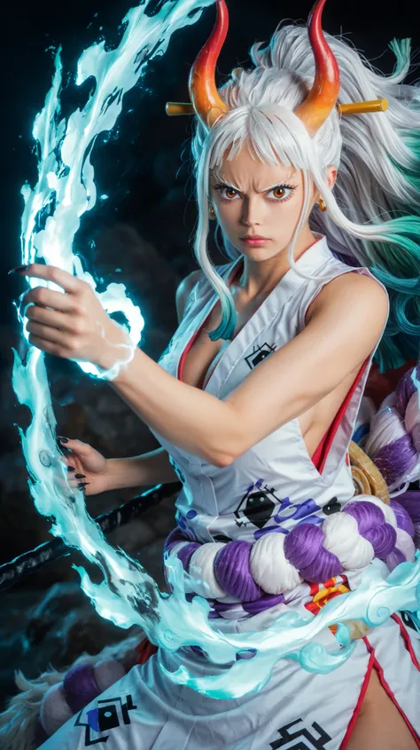 Yamatowanpi (multicolor hair: 1.2), light green hair (best quality: 1.0), (highly detailed: 1.0), (1 girl: 1.3), score_9, score_8_up, score_7_up, score_6_up,yamato \(one piece\), Yamatowanpi (multicolor hair: 1.2), light green hair (best quality: 1.0), (hi...