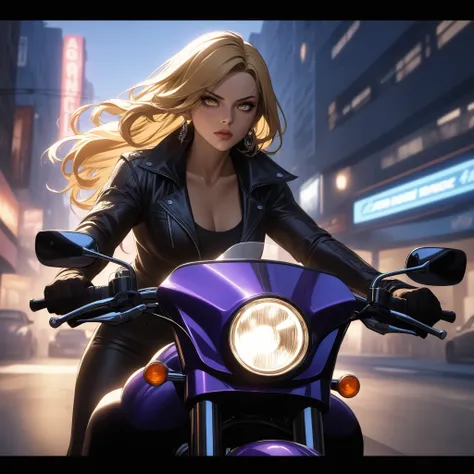  ((extreme quality)), ((Masterpiece)), ((Enrich the picture，Masterpiece level quality)), golden hair, Mid-length Layers hair, medium breasts, golden eyes, fierce woman, ultra eyes details, RAW 4K, Realistically , ((great effect to highlight the subject)) ,...