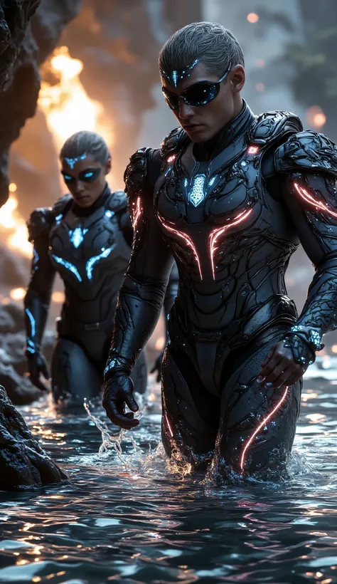 USA – Neon-Strike Spartans**  
*"Elite US Cyber-Spartans in matte-black exo-armor with pulsating red-white-blue neon circuits, marching past a smoldering enemy war machine, shattered drones underfoot. Hyper-realistic 8K masterpiece, cinematic lighting, sta...