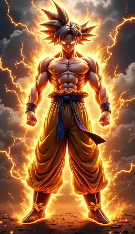 Super saiyan 4 goku, ultra hd realistic, 8k,thunder lightning effect aura