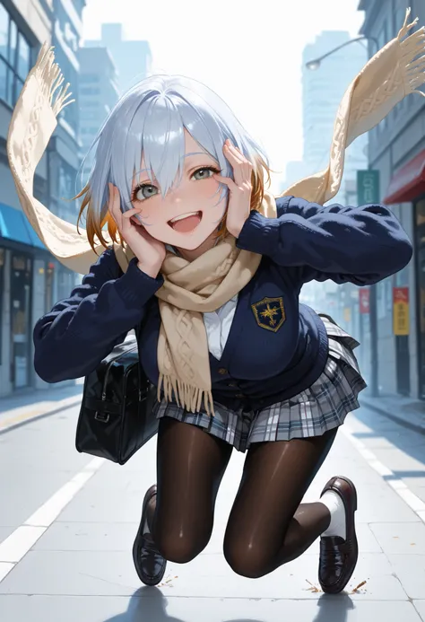 jumping, arms up, full body, masterpiece, best quality, amazing quality, very aesthetic, high resolution, ultra-detailed, absurdres, newest, scenery, BREAK, depth of field, volumetric lighting, (masterpiece, best quality, absurdres, detailed,perfect qualit...