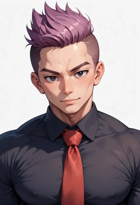 source_anime ,((White background)) White skin ((japan man)) ((1man)) , (solo man) , rathing_questionable , (dandy president) , black eyes ,(purple undercut hair) ((40 years old)), broad shoulder , square shaped face , handsome , ((Old ,aged)) (black shi...