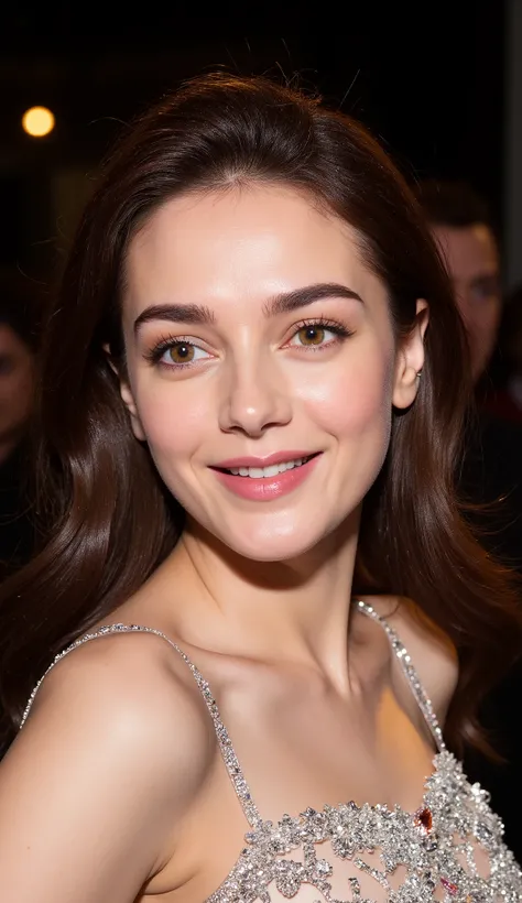 face up,A stunning Russian model , beauty smile open mouth,big bomb,wearing diamond night gown party , bruse,highlighter , lipstick, long hair,A energetic French actress strutting down ,A mediocre pair of high heels with simple detailing and a new ,from...