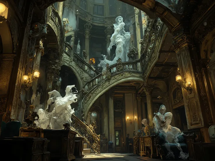 luxury castle interior, haunted