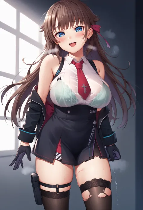 great quality,is so beautiful,Absard dress,top quality,newest,masterpiece,4k,resolution,ANIMATION SCREEN CAPTURE,1 girl,brown hair,long hair,blue eyes,cute anime eyes,super huge breasts that have just been torn apart,very much sweat (Amount of sweat:2.0),b...