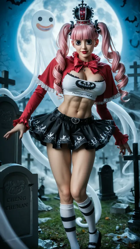 1girl, solo, cheems_perona_v3, lady_perona, peronachan.
goth_girl, skinny_build, (crown), smile, dynamic_pose.
floating_hair, twintails, very_long_pink_drill_hair / twin_drills_hairstyle, blunt_bangs.
beautiful_circle-shaped_black_eyes, long_eyelashes, mak...