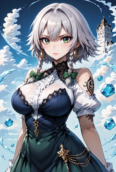 score_9, score_8_up, score_7_up, source_anime, 4K,perfect fingers,(perfect hands, perfect anatomy),prefect lighting, very aesthetic, intricate details,highly detailed background, masterpiece, high quality, best quality,
1girl,solo, izayoi_sakuya,silver hai...
