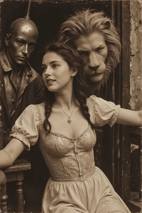 antqgldnCE style, nsfw,
Adult,
Photorealism,
((A scene from a live-action movie)),
Incredibly detailed,
19th century photo, antique photo, sepia toned photo, natural smile, her name, her price, photo date,
As an adult, Dorothy has become a prostitute in a ...