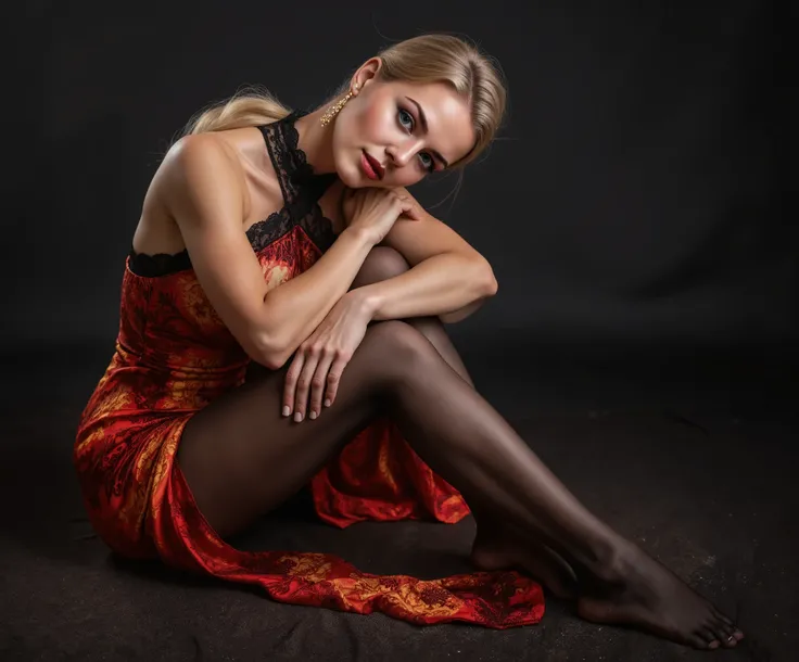 European mature female in a red sleeveless crotchless cheongsam posing for a picture, very attractive and beautiful, elegant seducing pose, beautiful sexy woman photo, sexy girl, very beautiful mature woman, sexy red red sleeveless crotchless cheongsam, go...