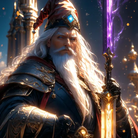 Midea、very detailed、The White Beard Wizard、Super Detail、Amazing depth、Meticulously Constructed、16k Resolution Concept Art、fantasy::fantasy雑誌の表紙アート、Magical Wizard Hat、Deep color、 ether、Astral、Super Detail、magician