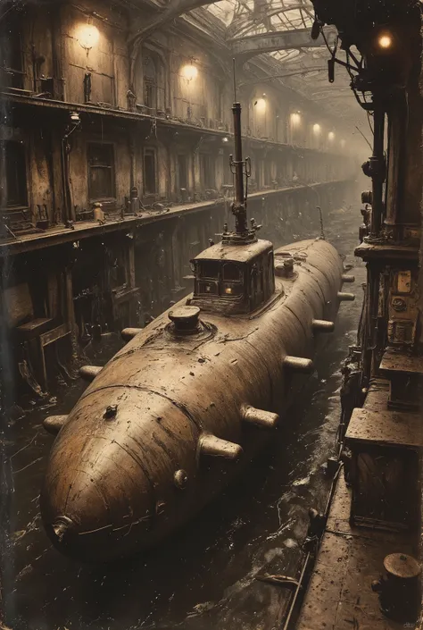 antqgldnCE style, Jed-stmpnk, steampunk,
Photorealism,
((A scene from a live-action movie)),
Incredibly detailed,
19th century photo, antique photo, sepia toned photo,
The Nautilus, a submarine traveling 20,000 leagues deep,
