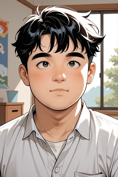 high quality, background, chubby Korean elementary school boy, portrait, Bust shot