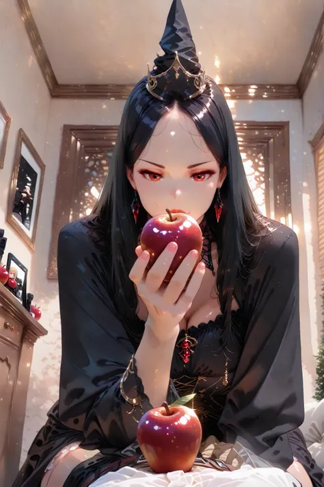 ((RAW photo), absurd, (absurd resolution)), Masterpiece, better quality, (Extremely detailed 8k unit CG wallpaper), (best illustration), (best shade), Realistic lighting, detailed and beautiful shine, (( 21 years old)), chica, long black hair, black queen...