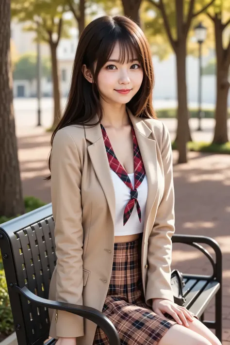 misaki, huge breast, by adjusting the framing so the subject's full head is visible within the composition, with the crop showing only from just above the bust to slightly above the top of the head. Ensure there is a comfortable amount of background space ...