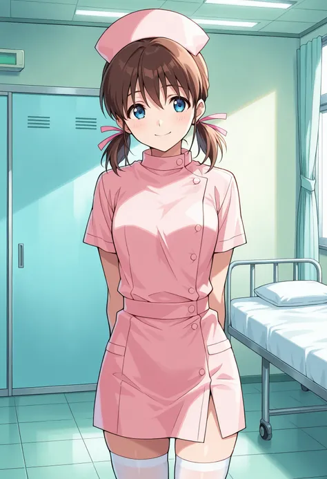Score_9, score_8_up, score_7_up, source_anime, Kodama Hikaru, solo, brown hair, hair ribbon, ribbon, blue eyes, pink ribbon, low twintails, short twintails, (best quality), (high quality), {masterpiece}, extremely delicate and beautiful, ultra-detailed, be...