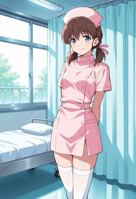 Score_9, score_8_up, score_7_up, source_anime, Kodama Hikaru, solo, brown hair, hair ribbon, ribbon, blue eyes, pink ribbon, low twintails, short twintails, (best quality), (high quality), {masterpiece}, extremely delicate and beautiful, ultra-detailed, be...