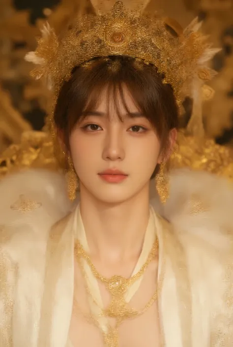  Gold、Golden Eye((金のたれ目の Gold王子))A beautiful man with a very thin, smooth chin((bangs are bob cut on both ends and long hair on the back))The most beautiful male prince smiles((very, very large golden creases))Accurate and beautiful face （, a 25-year-old m...