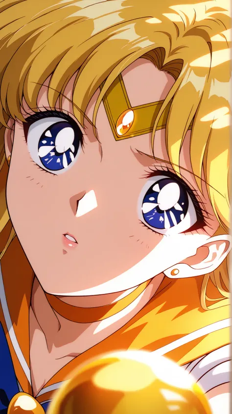 masterpiece, best quality, great quality, very aesthetic, high resolution, ultra detailed, Absard Dress, newest, 1 female, solo, Sailor Venus, (Sailor Marvenus costumes), chest, Butt, Thighs, deep, forward leaning posture, Watch Viewers, parted lips, golde...