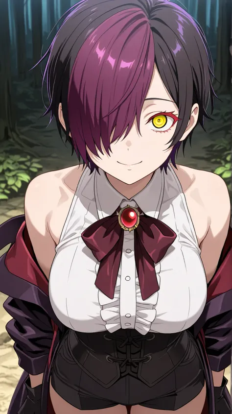 nihiro ,ishura
High quality ,  best quality , masterpiece,  High Resolution , anatomically correct,anime Coloring
Detailed hair color(LoRA:nihilo), Detailed Hairstyle(LoRA:nihilo) 
1girl,solo, Cool woman, adult
, black hair, purple hair, streaked hair (hai...