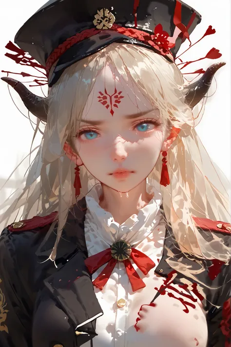 . The character in the image has a striking and dark visual, typical of a powerful being in dark fantasy animes or manga. Here is a detailed description:  Overall appearance : Cabelo: Longo, hat (almost white), falling to the right side of the character. O...