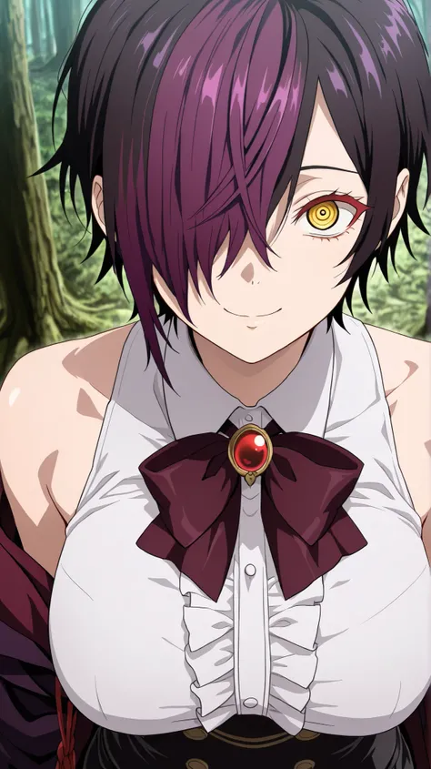 nihiro ,ishura
High quality ,  best quality , masterpiece,  High Resolution , anatomically correct,anime Coloring
Detailed hair color(LoRA:nihilo), Detaile Hairstyle(LoRA:nihilo) ,screencap
1girl,solo, Cool woman, adult
, black hair, purple hair, streaked ...