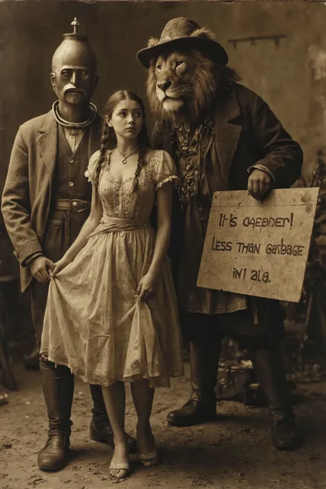 The Wandering Whore of Oz,
antqgldnCE style,
nsfw,
for Adult,
Photorealism,
((A scene from a live-action movie)),
Incredibly detailed,
19th century photo, antique photo, sepia toned photo,
A fable for adults,
Dorothy is a cheerful and beautiful girl,
Do...