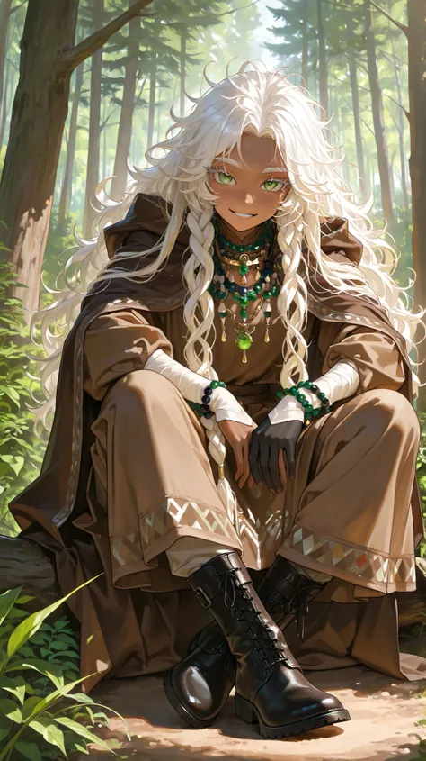 8k, 아름다운 Perfect Eyes,semi-realism art, semi-realism art style, masterpiece, top quality, amazing quality, Exquisite Details, very detailed, masterpiece, ( brown skin, brown skin, black skin,girl, cute, Messy Hair, thick eyebrows, white blond eyebrow, whit...