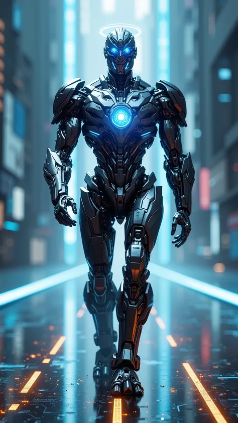 Perplexity reimagined as a fast and agile Transformer robot designed for instant search and precision scanning, walking forward with scanning beams rotating from his core, 1 male robot,
Head shaped like a search lens, surrounded by orbiting data halos. E...