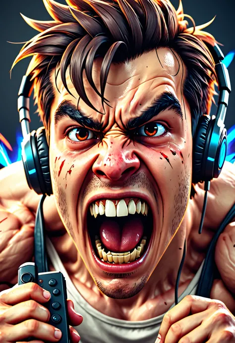 Epic, awesome, gamer,"I F*CKING LOVE VIDEO GAMES", character screaming, hype, hype character, realistic cartoon,