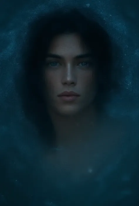 (blue dark eyes 、Prince with long black hair))Beautiful white, smooth, and very thin chin((Long black hair swings upward in a strong stream of water))the most beautiful male prince is expressionless((Blue-black very big eyes))A man with an accurate and bea...