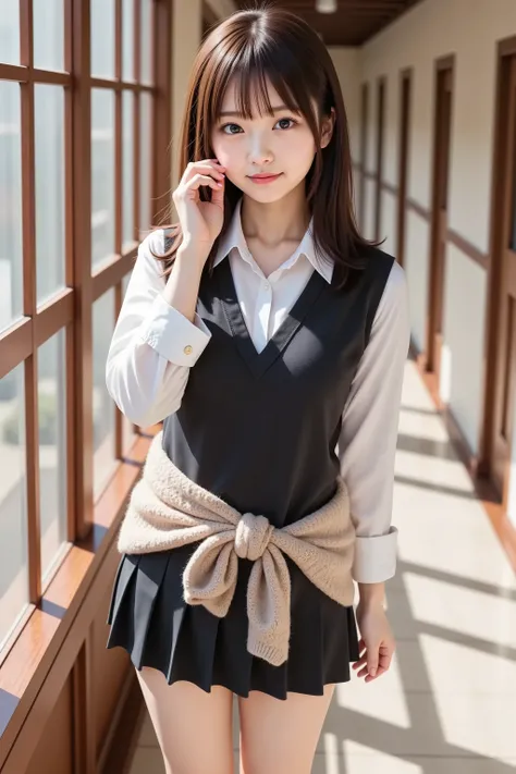 chihiro, firm breast, by adjusting the framing so the subject's full head is visible within the composition, with the crop showing only from just above the bust to slightly above the top of the head. a highly detailed and realistic digital illustration of ...