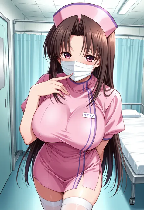 Score_9, score_8_up, score_7_up, source_anime, shirakawa ryouko, solo, brown hair, long hair, parted bangs, hair intakes, red eyes, purple eyes, large breasts, (best quality), (high quality), {masterpiece}, extremely delicate and beautiful, ultra-detailed,...