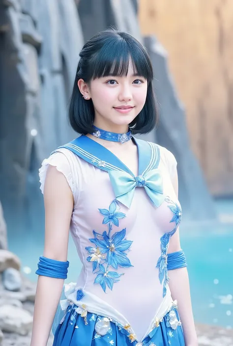 1 mana,The costume is transparent 、Sailor Macury、mana、realistic pictures、8k、full body