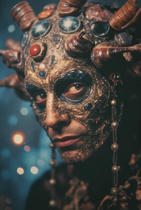 A close-up of the unknowable: a face made of galaxies and insect limbs, blinking slowly while weeping rivers of memories stolen from dying civilizations