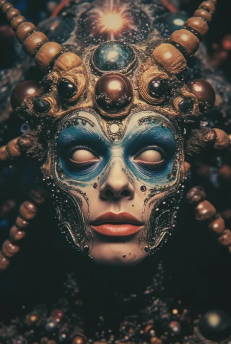 A close-up of the unknowable: a face made of galaxies and insect limbs, blinking slowly while weeping rivers of memories stolen from dying civilizations