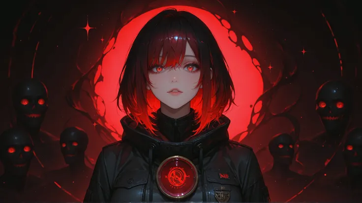{{Chief'Artwork}}, 最High Quality, background'very detailed Unity 8kCG display, Cinematic Lighting, sparkle, 美しくdetailed eyes, Noir, One hit'Sideways glance, multColored hair, Colored light, particle, heterochromia, (Colored:1.5), (Colored h...
