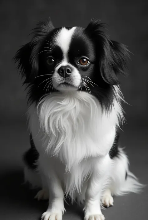 Barneys is a good feeling。Please create Japanese Chin in black and white