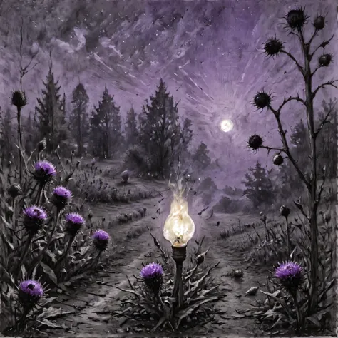  Light the Light Bulb Before Sunrise ,  Before Sparrows Cry From Thistles , kettles boil before they whistle,  The Sky Turns Purple , Battle of the Night Before Death ,    Volume Lighting,   carbon pencil drawing,   color art 