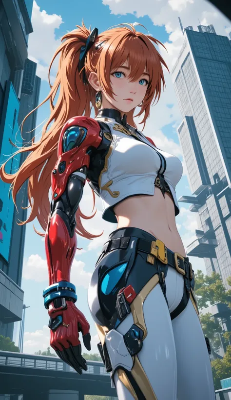 3035 street fashion, ((Evangelion, Asuka Langley)),1 girl,solo,,Cowboy Shots, ,,, score_9,score_8_up,score_7_up,,8k,1 girl to improve Sa,solo,