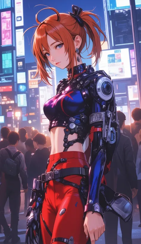 Street fashion in 3025, ((Evangelion, Asuka Langley)),1 girl,solo,,Cowboy Shots, ,,, score_9,score_8_up,score_7_up,,8k,1 girl to improve Sa,solo,