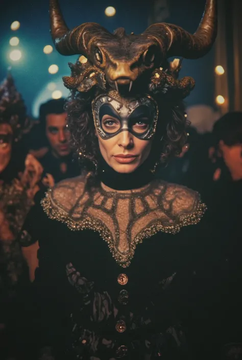 hybrid snake mafiosa in disguise, hybrid sheep in costume, hybrid reptile in costume, hybrid rhinoceros in disguise and witch in disguise. Satanic Party. Chameleon Girl. hyperrealistic, cinematic, surreal. 8K.