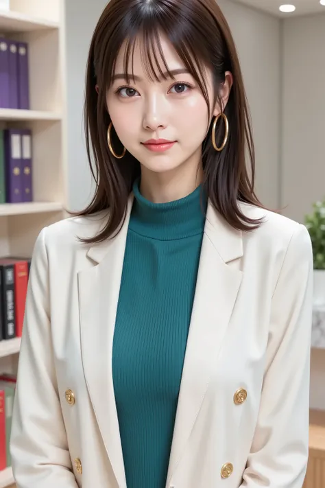 chihiro, firm breast, by adjusting the framing so the subject's full head is visible within the composition, with the crop showing only from just above the bust to slightly above the top of the head. a highly detailed and realistic digital illustration of ...