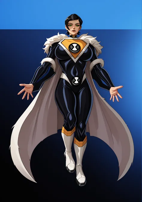  detailed,beautiful face,detailed background,detailed face,4k,HD,8k,highres,antialiasing,detailed,texture BREAK SupergirlSC,1girl,short hair,big breasts,black hair,thighs,cape,bodysuit,covered navel,solo,thick thighs,skin tight,mature female,white cape,sup...