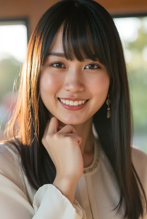 Kaki Haruka, bangs, smile, Young and cute Japanese faces , official art for 4 people, High Definition CG Unity 8k Wallpaper, Ultra High Definition , very detailed, Half photo , film grain , lens flare glow , top quality ,8k, viewer , (( Masterpiece...