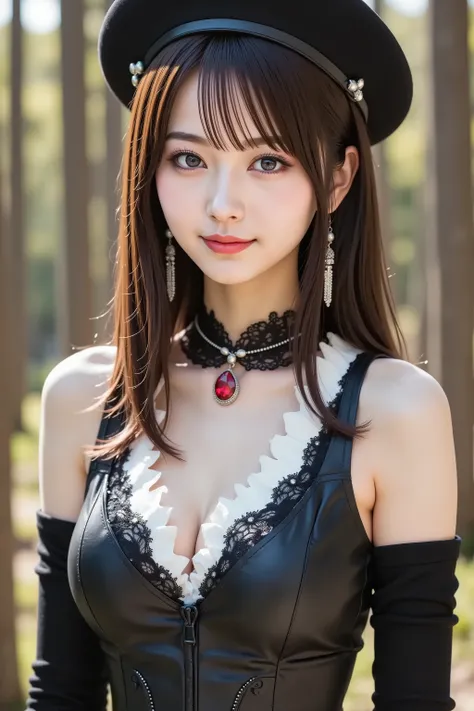 sakura, huge breast, by adjusting the framing so the subject's full head is visible within the composition, a highly detailed and realistic digital illustration of a female character in a stylized military-inspired fantasy outfit, a highly detailed and rea...
