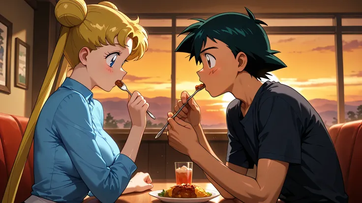 masterpiece, amazing quality, best quality, ultra-detailed, 8K, illustration, clear skin, ultra-detailed-eyes, soft skin, very awa, very as2, shiny skin, tan skin, soft body, 90's style, official art, 1man, 1woman, 1man, ash ketchum, ash ketchum brown eyes...