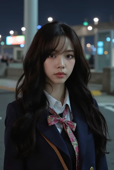 ((realistic lighting, better quality, 8 k, masterpiece: 1.3)), Sharp focus: 1.2, 1girl, perfect body, Beauty: 1.4, Thin press: 1.1, ((dark brown hair)), (is dressed as a schoolteacher: 1.4), (in school class 1.1), Night view of the city, Very thin face, Sl...