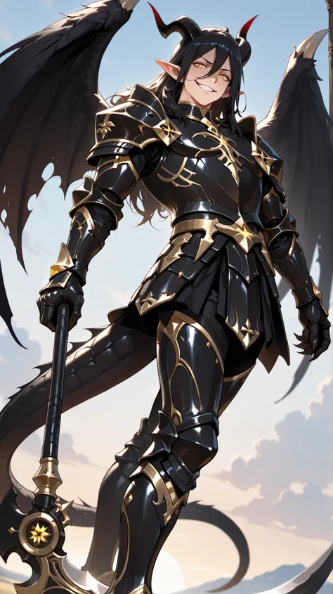 (masterpiece, best quality: 1. 2), highres, (((Anime))), (1 male), lean body, (masculine), ((sky)), (((flying))), weredragon, japanese anime style, glossy black, shiny black leather, (((beautiful golden eyes, finely detailed eyes, bright eyes, vertical iri...